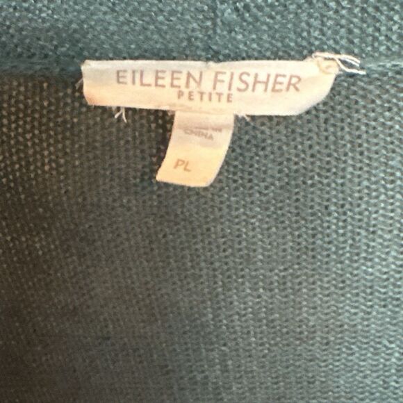 Eileen Fisher Open Front Cardigan 100% Linen Green PL - Picture 3 of 7